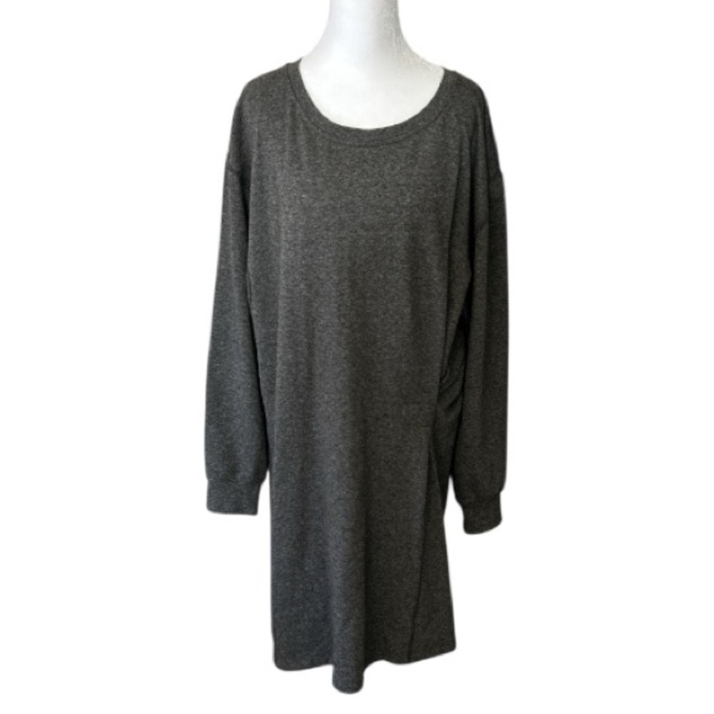 CAbi 3650 Gray Long Sleeve Faux Wrap Pull On Sweatshirt Dress - Picture 3 of 7